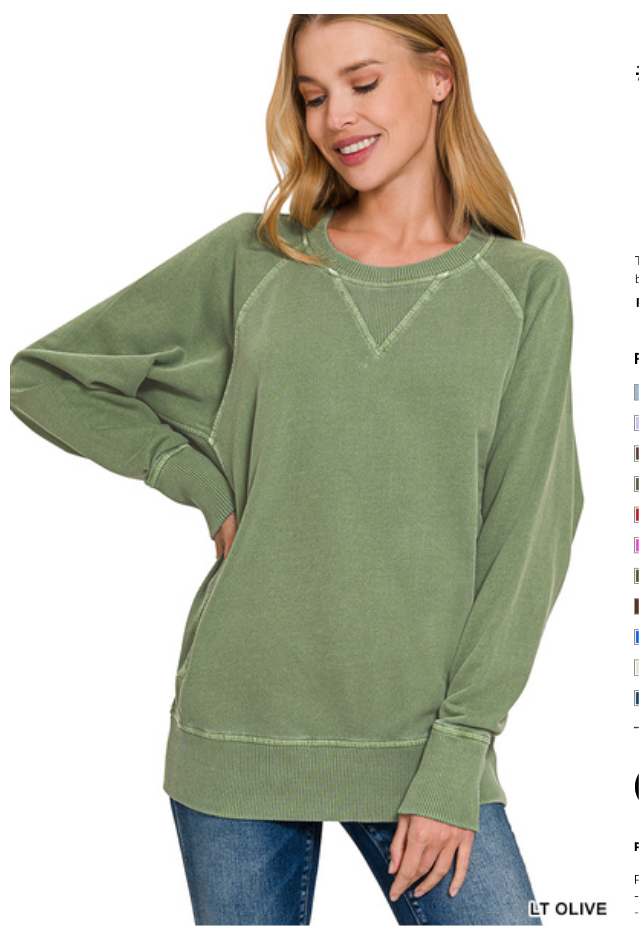 Zenana Dyed French Terry Pullover w Pockets