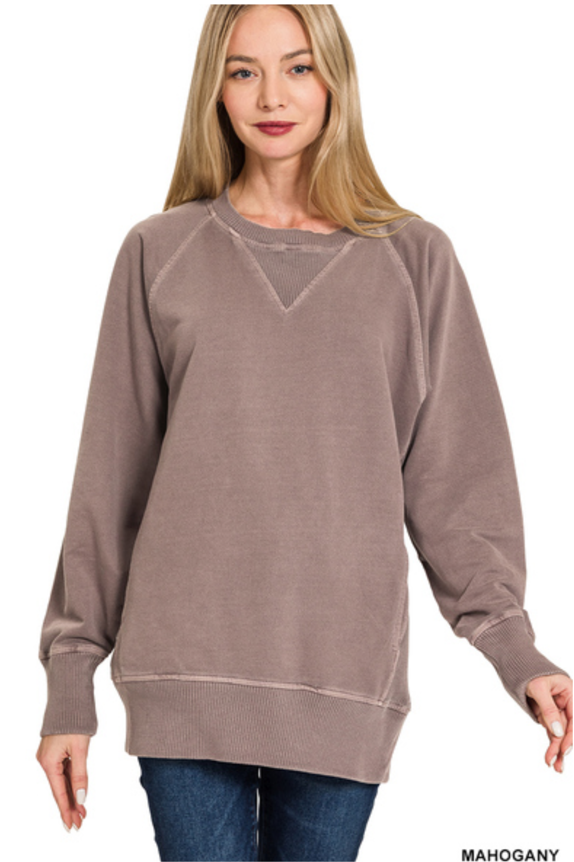 Zenana Dyed French Terry Pullover w Pockets