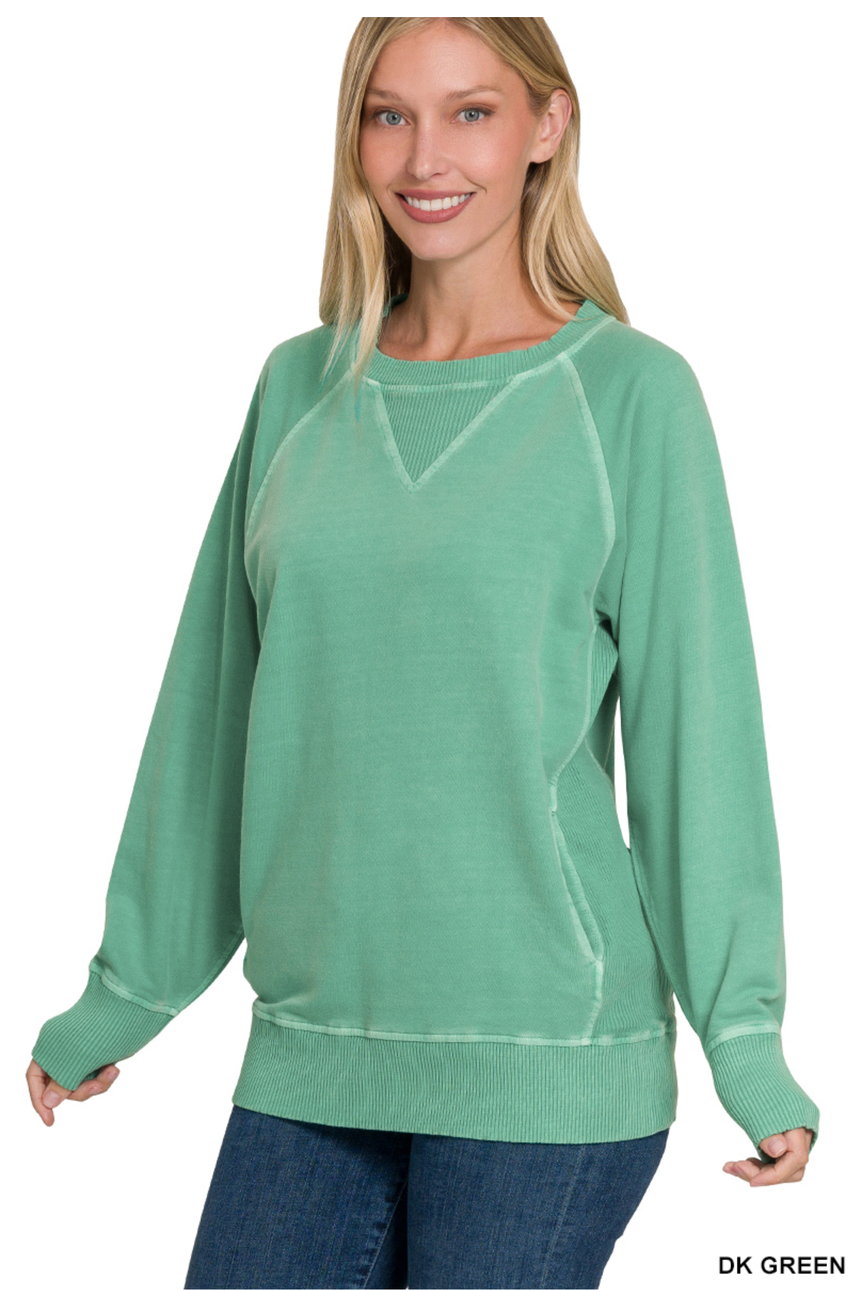 Zenana Dyed French Terry Pullover w Pockets