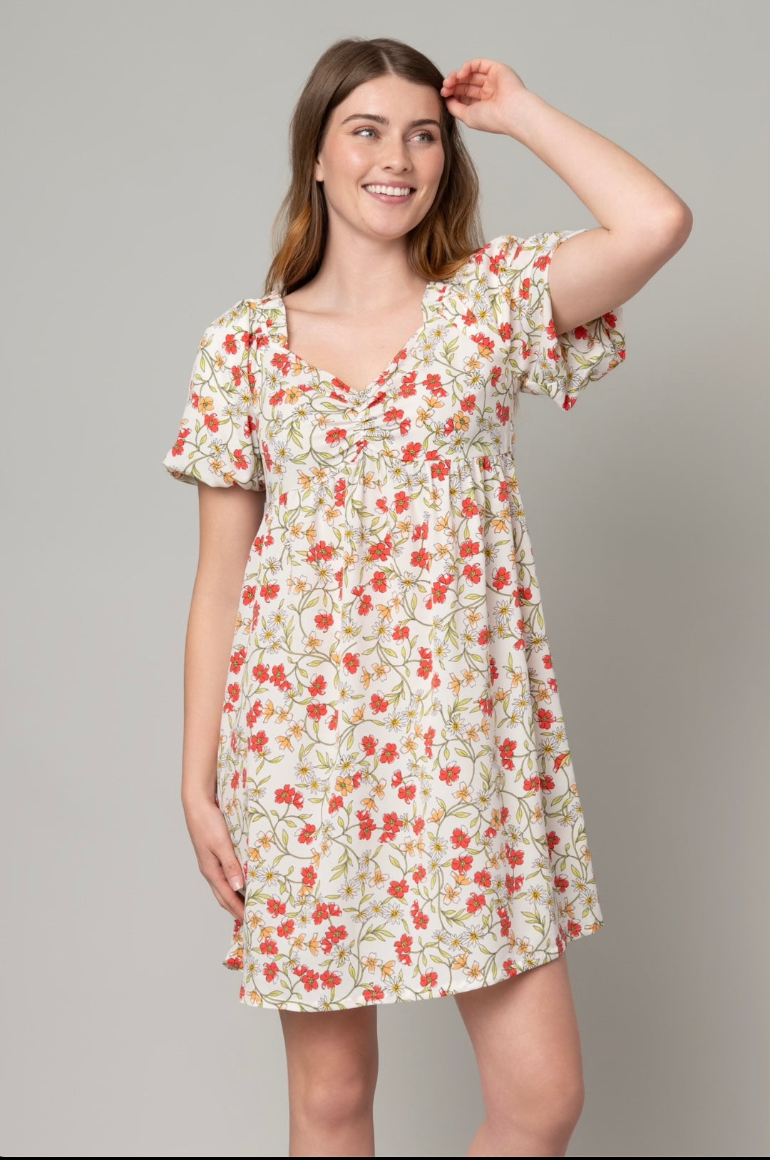 Emma & Michele Floral Puff Sleeve Babydoll Dress