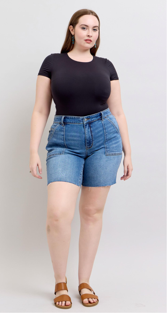 Judy Blues Plus Mid Rise Bermudas Shorts