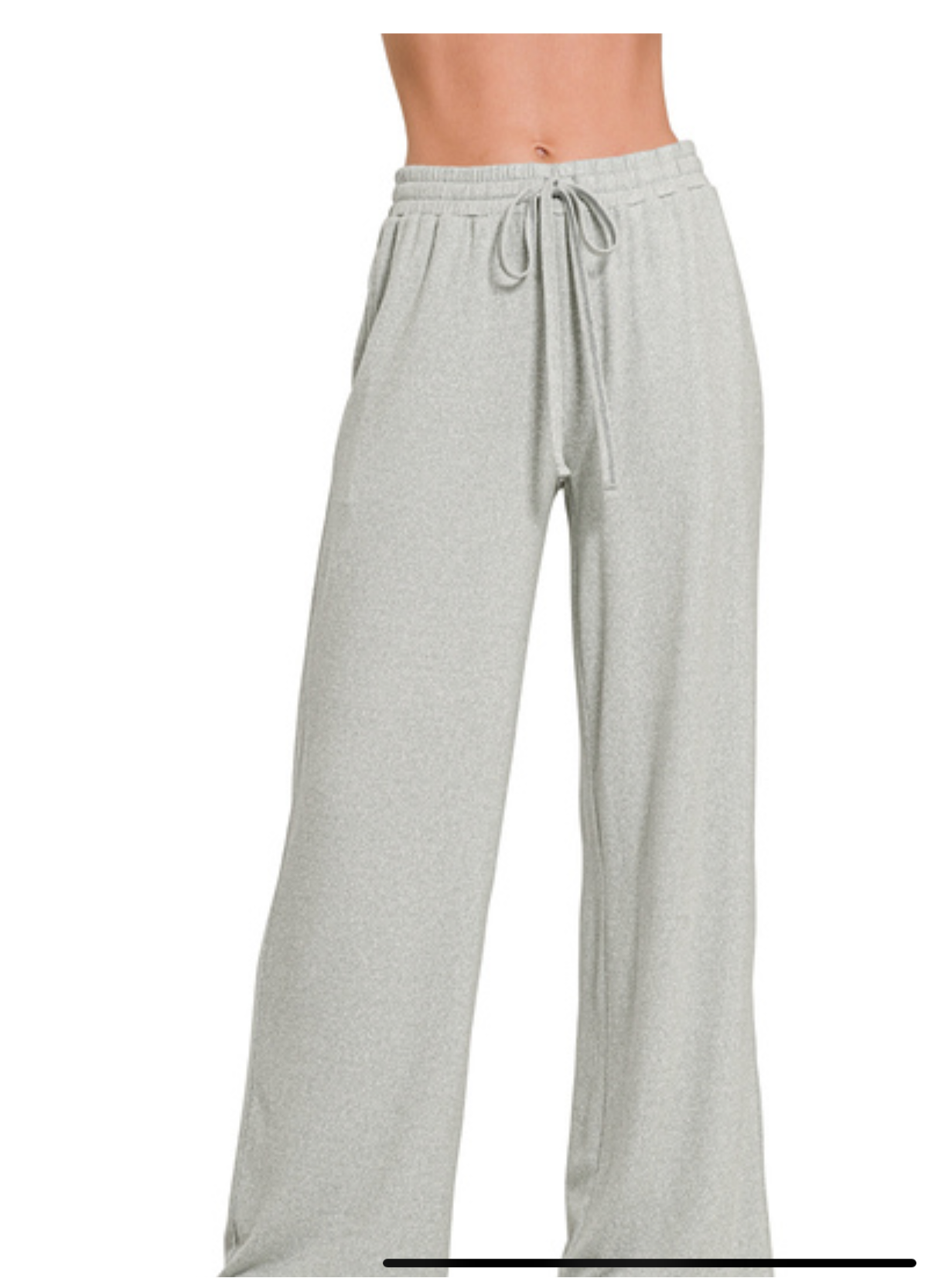 Zenana Drawstring elastic waistband wide Lounge pants