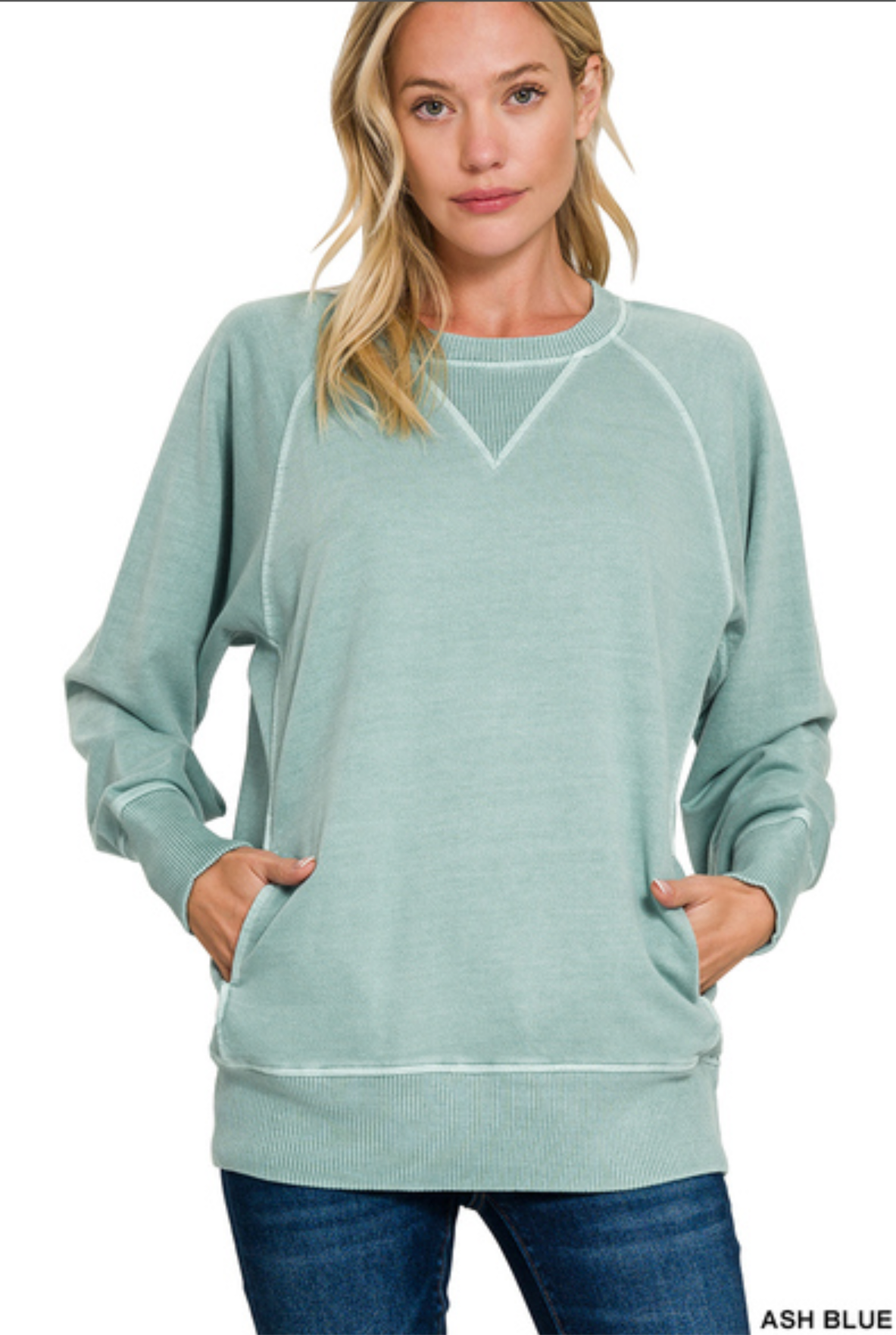 Zenana Dyed French Terry Pullover w Pockets