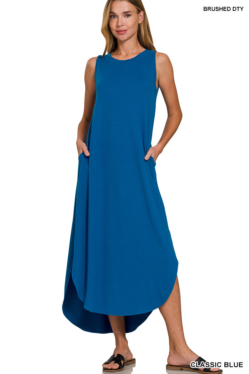 Zenana Brushed DTY Slide Slit Dress