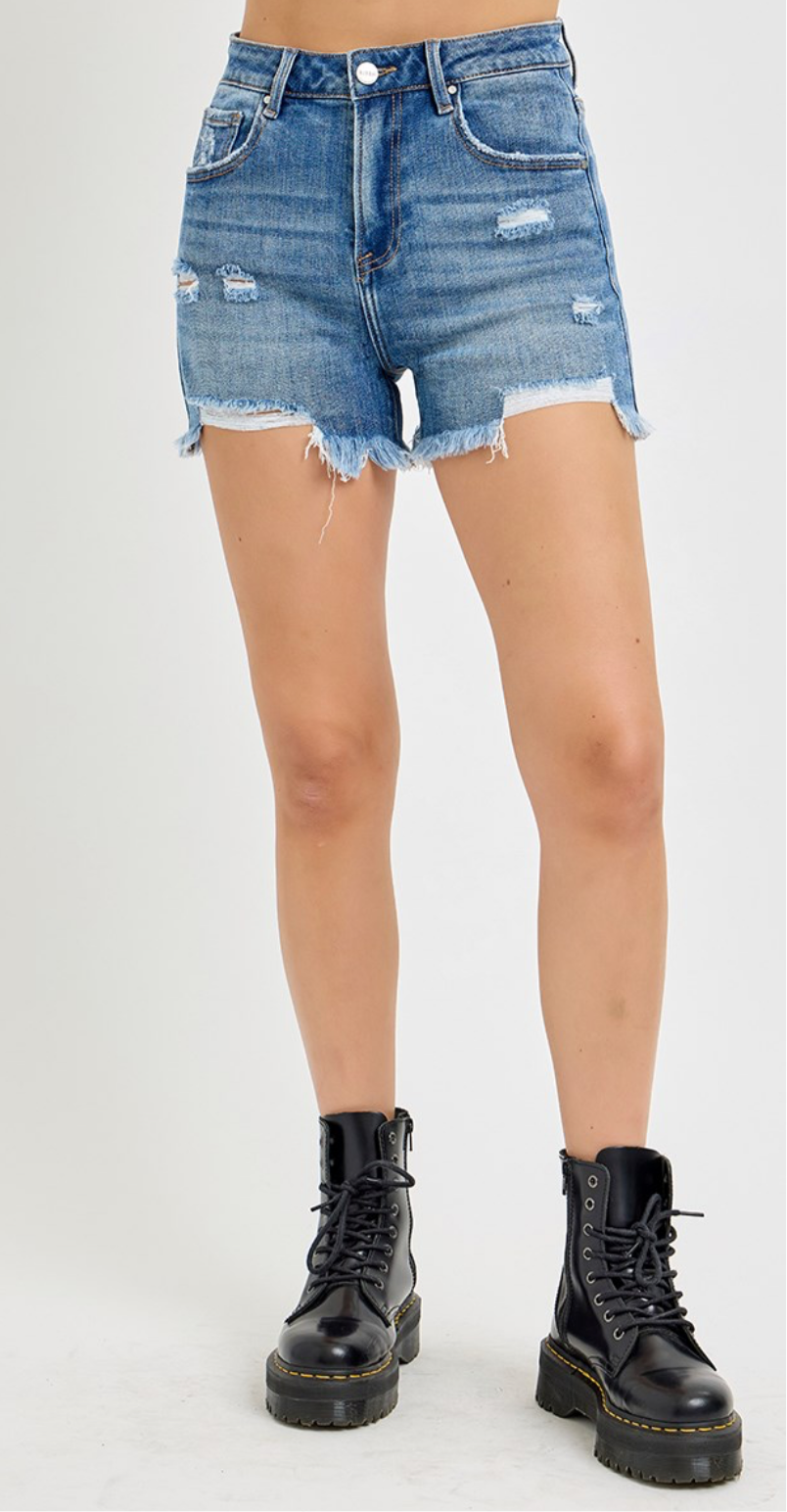 Risen High Rise Distressed Shorts