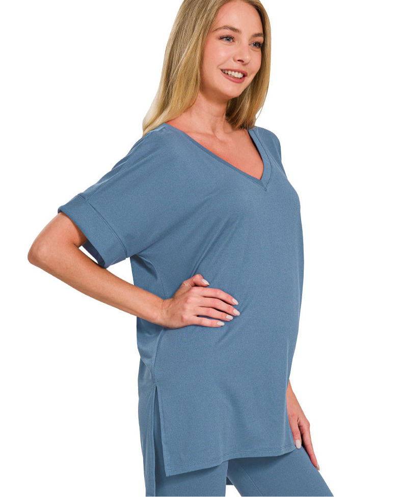 Zenana Brushed Microfiber V-Neck Top