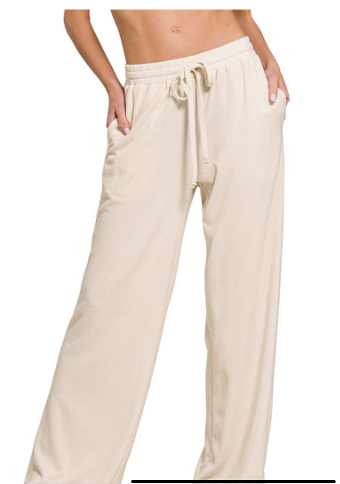 Zenana Drawstring elastic waistband wide Lounge pants