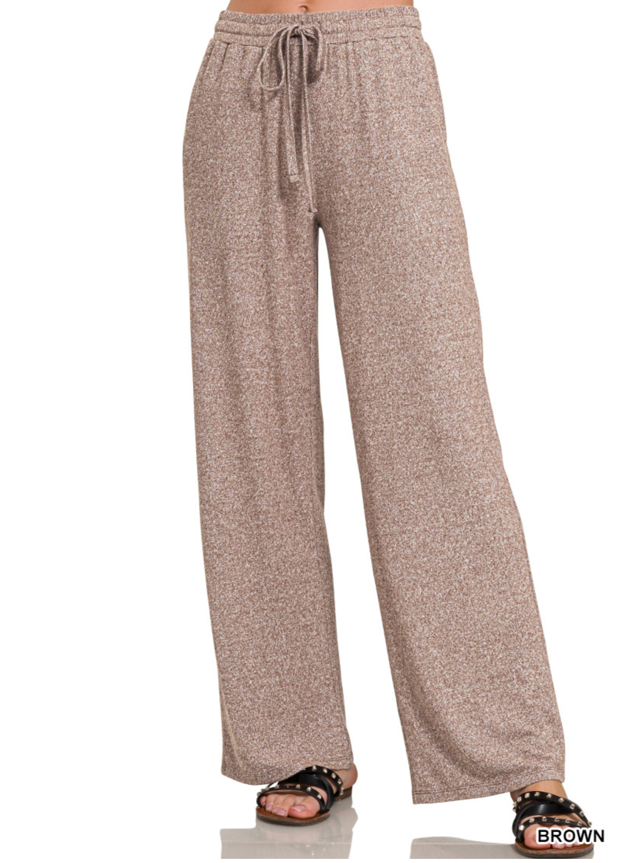Zenana Drawstring elastic waistband wide Lounge pants
