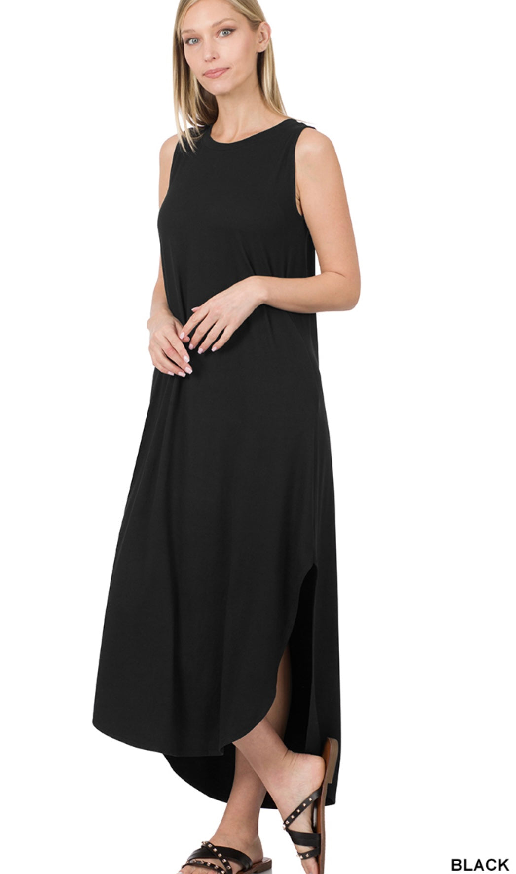 Zenana Brushed DTY Slide Slit Dress