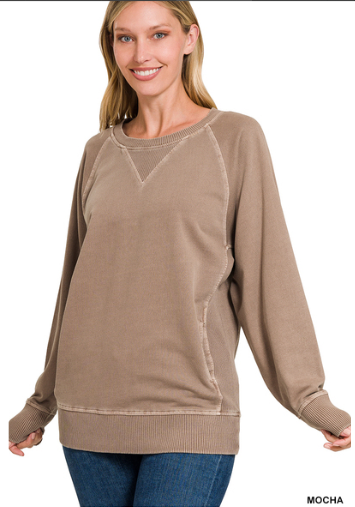 Zenana Dyed French Terry Pullover w Pockets