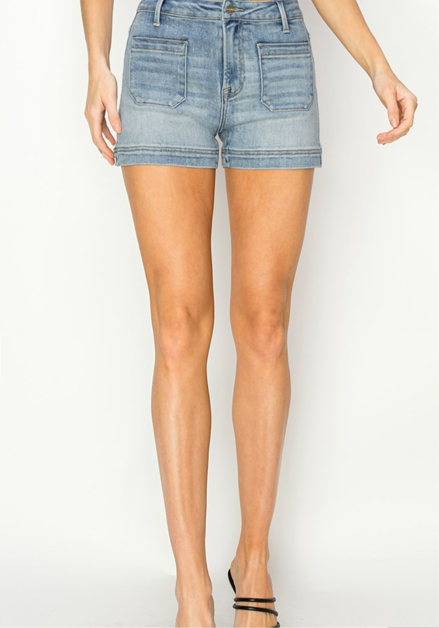 Risen High Rise Patch Pocket Shorts