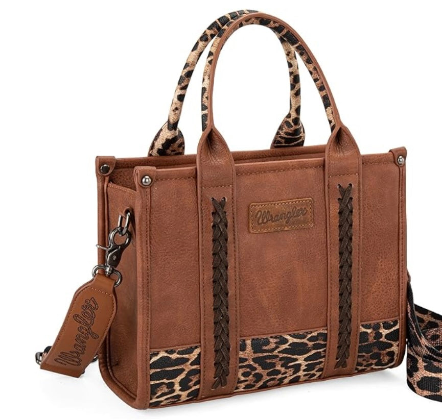 Wrangler Leopard Print Concealed Carry Tote/Crossbody
