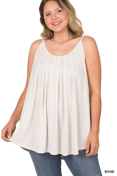 Zenana Pleated Cami Adjustable Strap - Plus