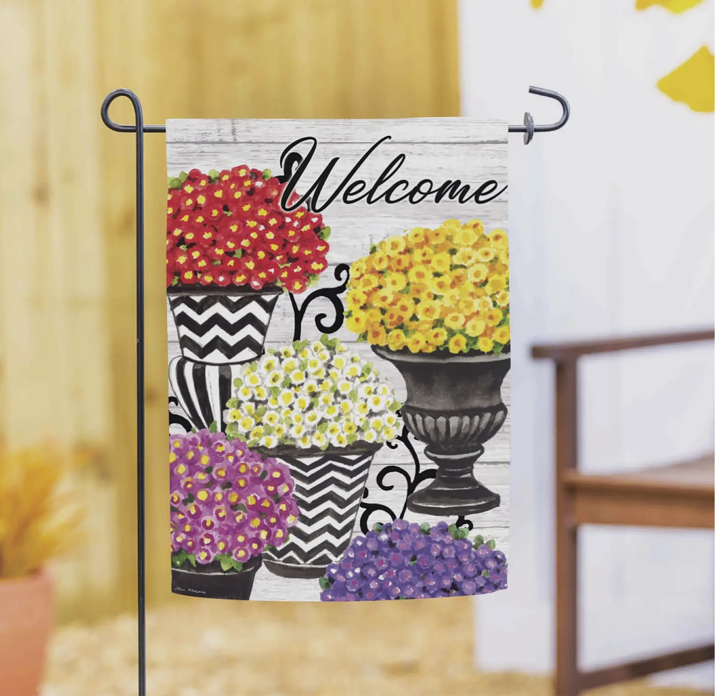 Evergreen Fall Topiary Suede Garden Flag