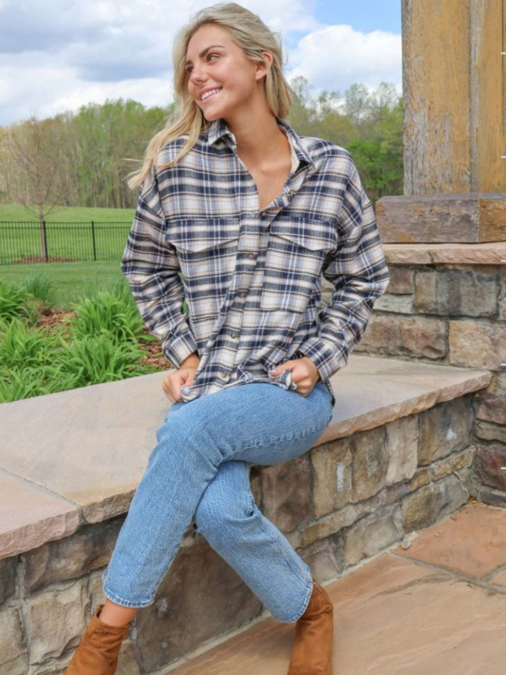 Simply Southern Navy Plaid Flannel