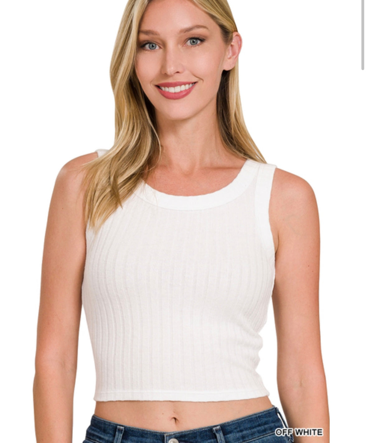 Zenana Ribbed Boat Neck Cropped Sleeveless Top