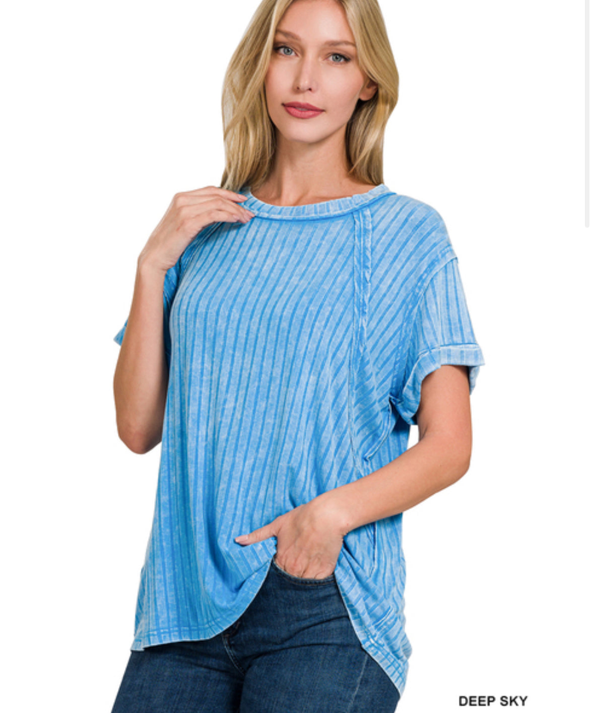 ZENANA RIBBED RAGLAN DOLMAN SLEEVE BOAT-NECK TOP