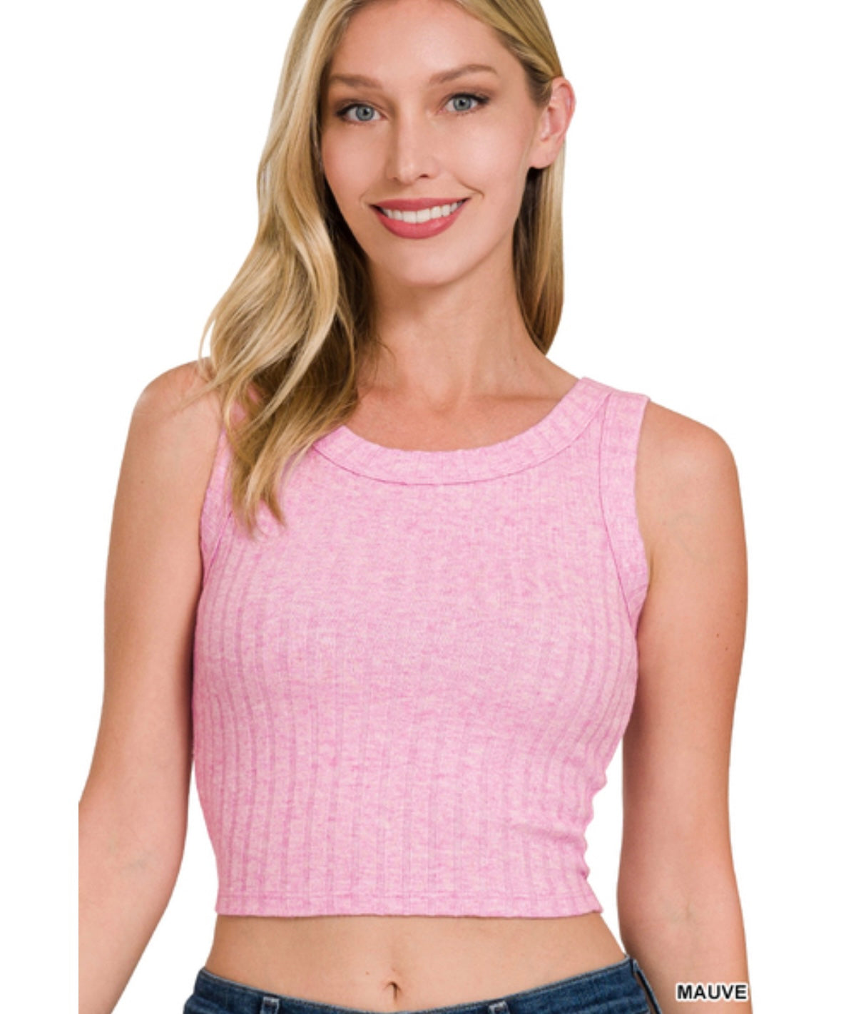 Zenana Ribbed Boat Neck Cropped Sleeveless Top