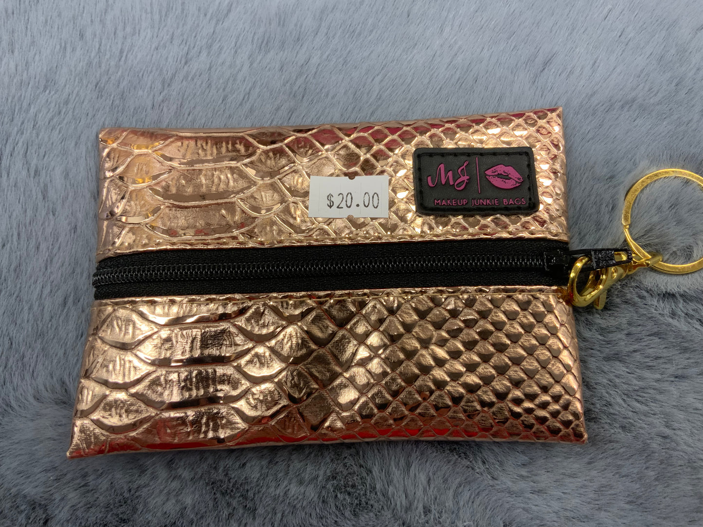 Makeup Junkie bag Rose Gold Python
