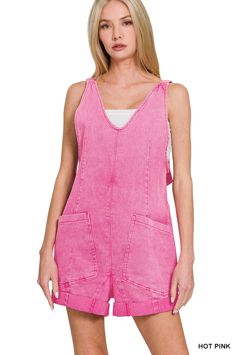 Zenana Washed Adjustable Romper