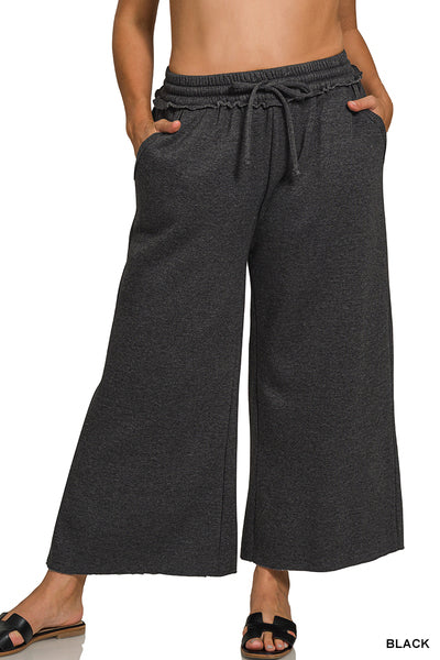Zenana Plus Acid Wash Fleece Palazzo Sweatpants