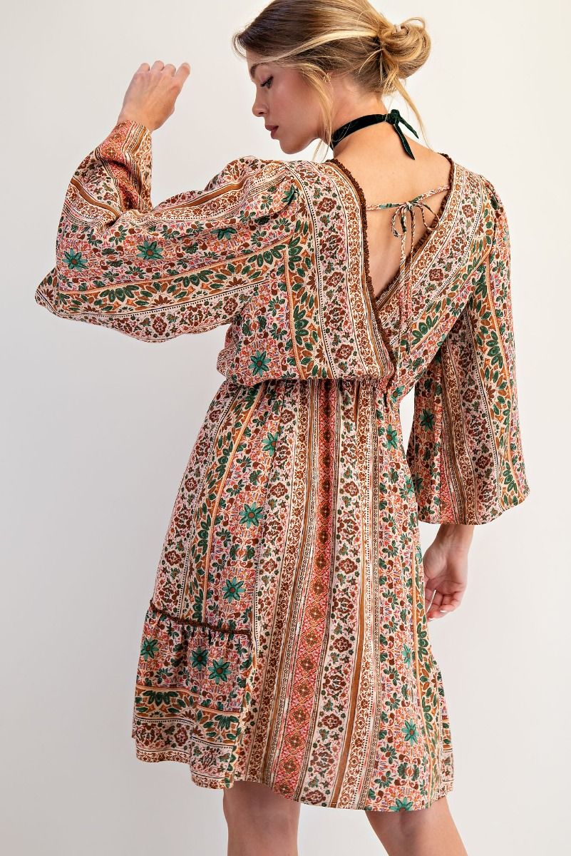 Easel V-neck Front Surplice Style Back Dress