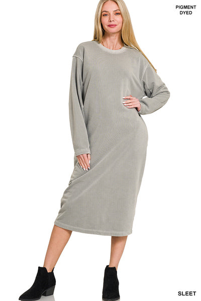 ZENANA SOFT FLEECE PIGMENT DYE SWEATSHIRTS DRESS