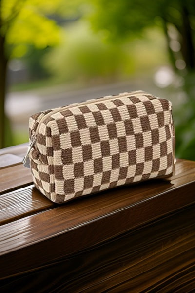 ZENANA CHECKERED MAKEUP COSMETIC POUCH BAG