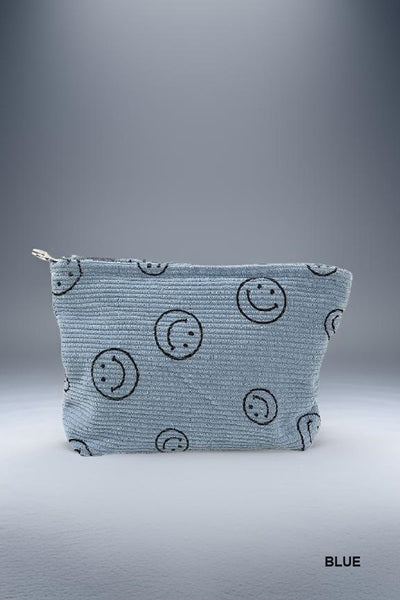 ZENANA CORDUROY SMILE COSMETIC MAKEUP CLUTCH BAG