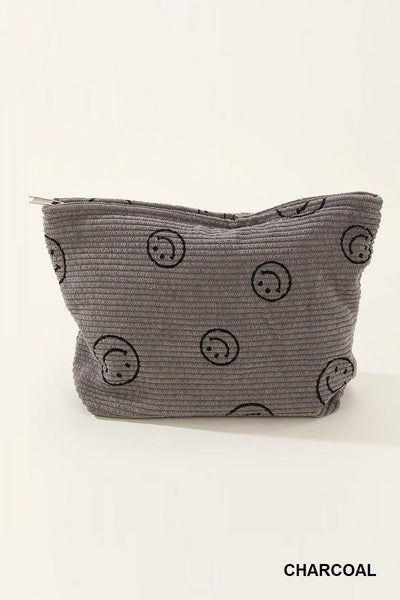 ZENANA CORDUROY SMILE COSMETIC MAKEUP CLUTCH BAG