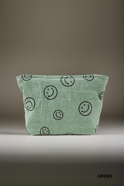 ZENANA CORDUROY SMILE COSMETIC MAKEUP CLUTCH BAG