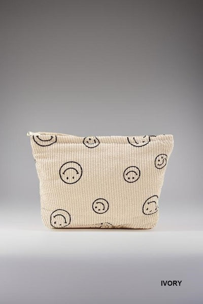 ZENANA CORDUROY SMILE COSMETIC MAKEUP CLUTCH BAG