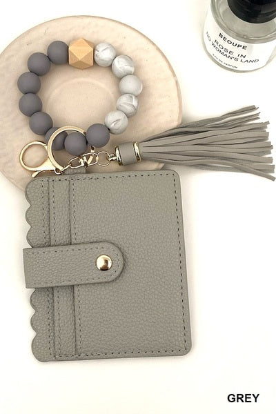 ZENANA BEADED BRACELET KEYCHAIN CARD HOLDER WALLET