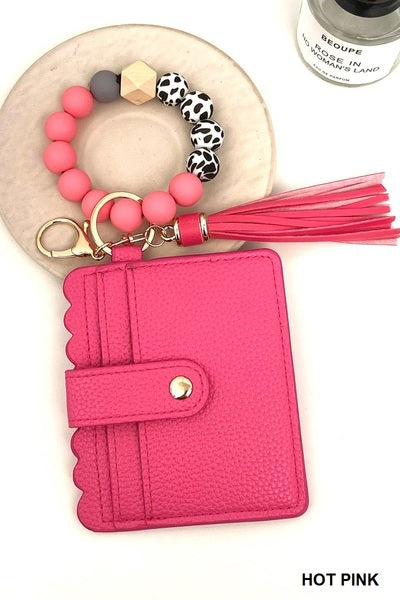 ZENANA BEADED BRACELET KEYCHAIN CARD HOLDER WALLET
