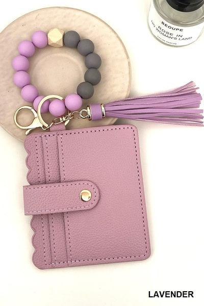 ZENANA BEADED BRACELET KEYCHAIN CARD HOLDER WALLET