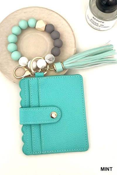 ZENANA BEADED BRACELET KEYCHAIN CARD HOLDER WALLET