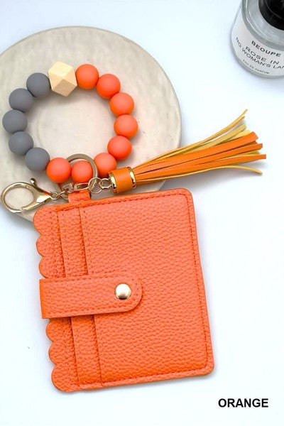 ZENANA BEADED BRACELET KEYCHAIN CARD HOLDER WALLET