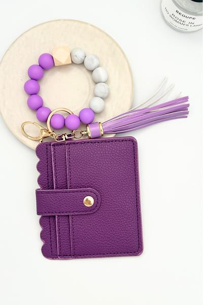 ZENANA BEADED BRACELET KEYCHAIN CARD HOLDER WALLET