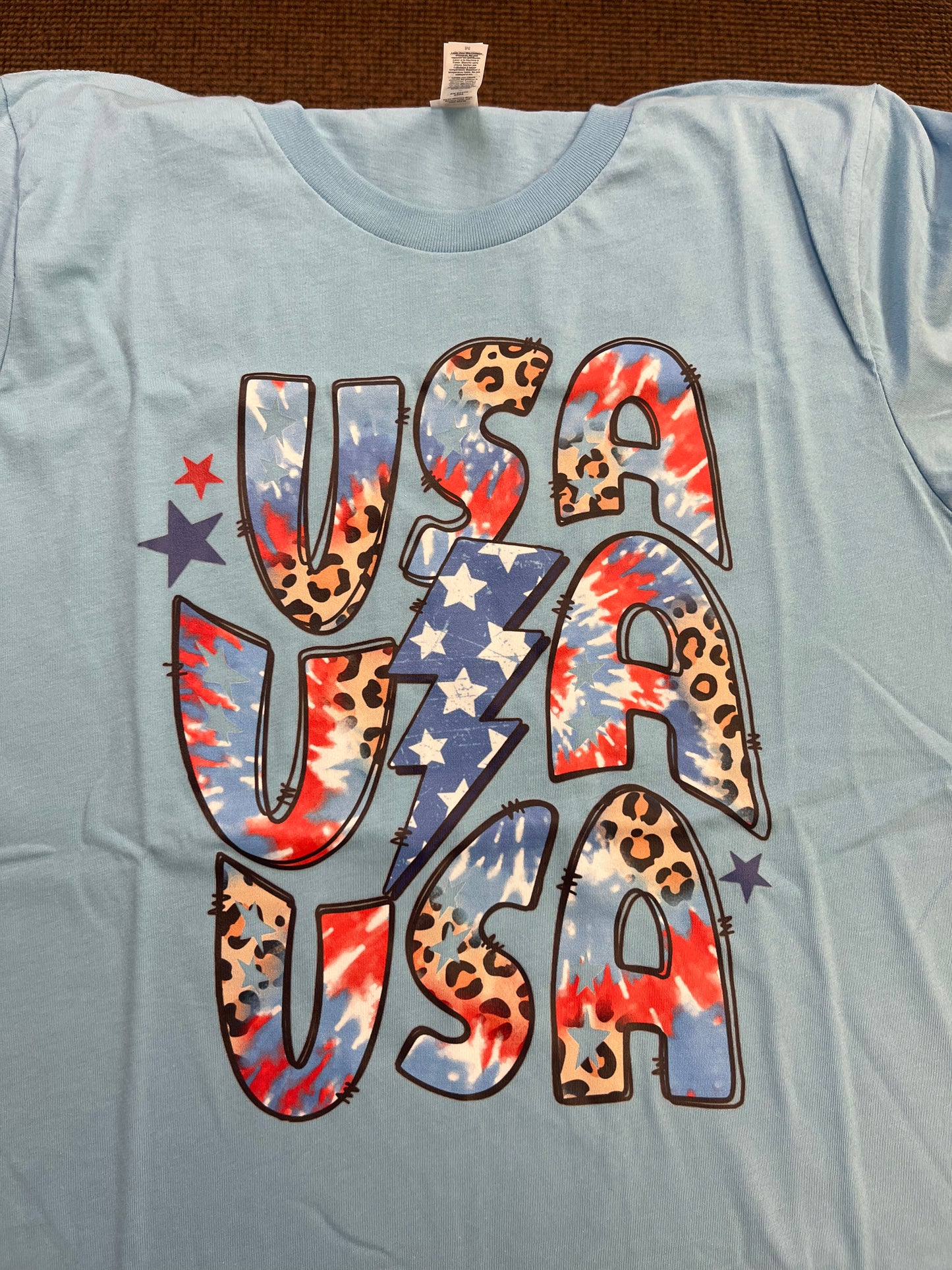 USA Lightning Bolt light blue Tshirt