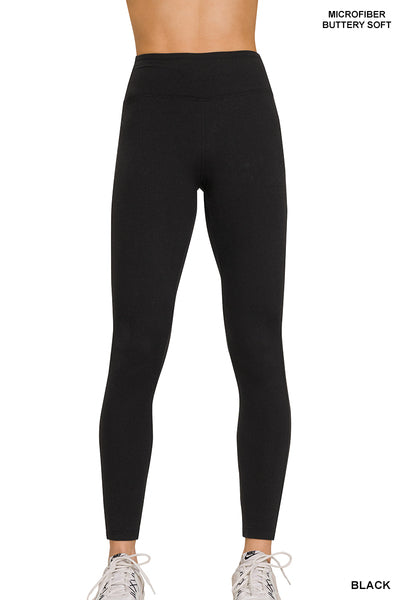 Zenana Microfiber Soft Waistband Full Length Leggings