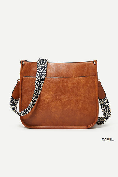 Zenana VEGAN LEATHER LEOPARD STRAP CROSSBODY SHOULDER BAG