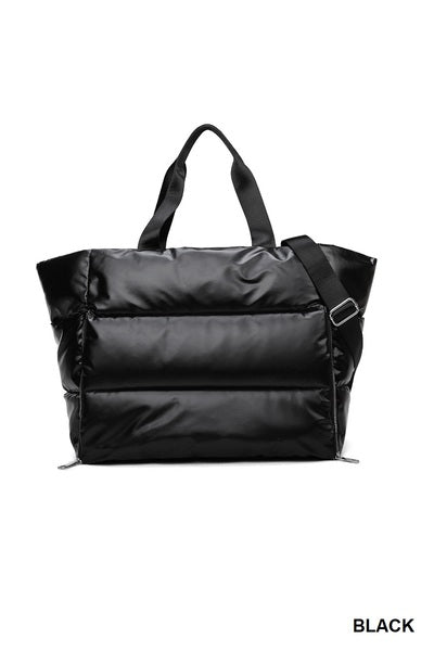 Zenana PUFFY QUILTED WATERPROOF TRAVEL SPORTS TOTE BAG