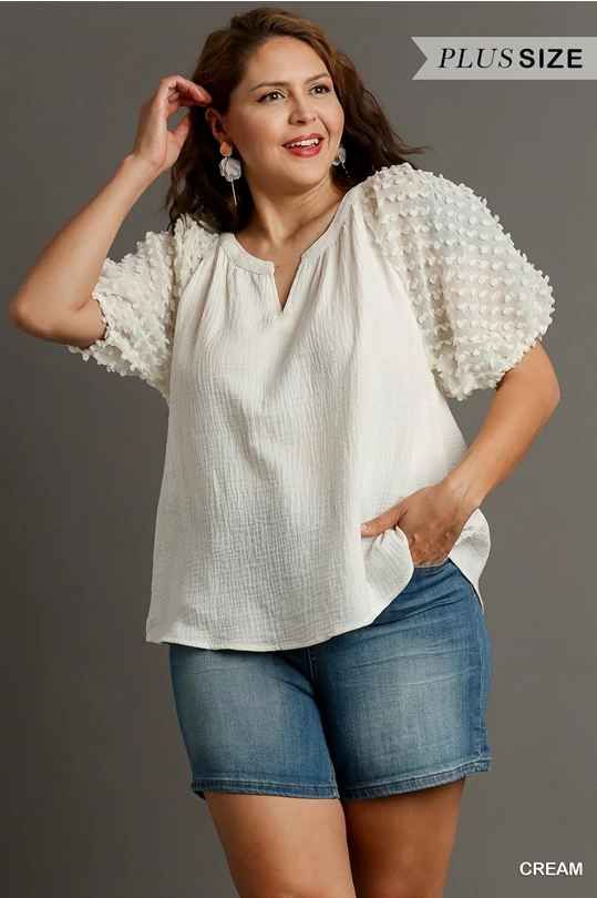 Umgee Cuffed Puff Sleeve Cream