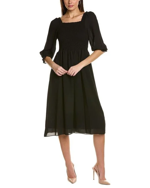 Nanette 3/4 SLEEVE CREPE CHIFFON PEASANT MIDI DRESS