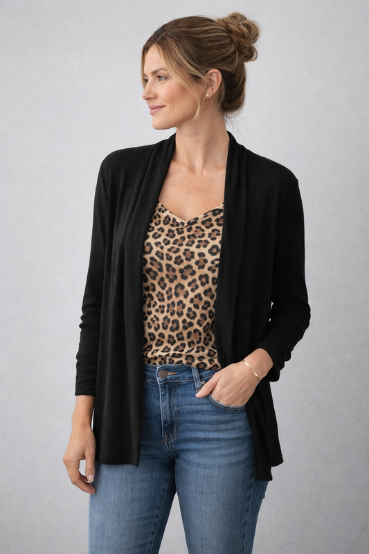 Pine Apparel Drop Shoulder Open Front Cardigan