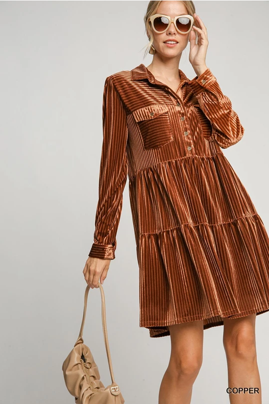 Umgeee Textured Collared Button Down Dress