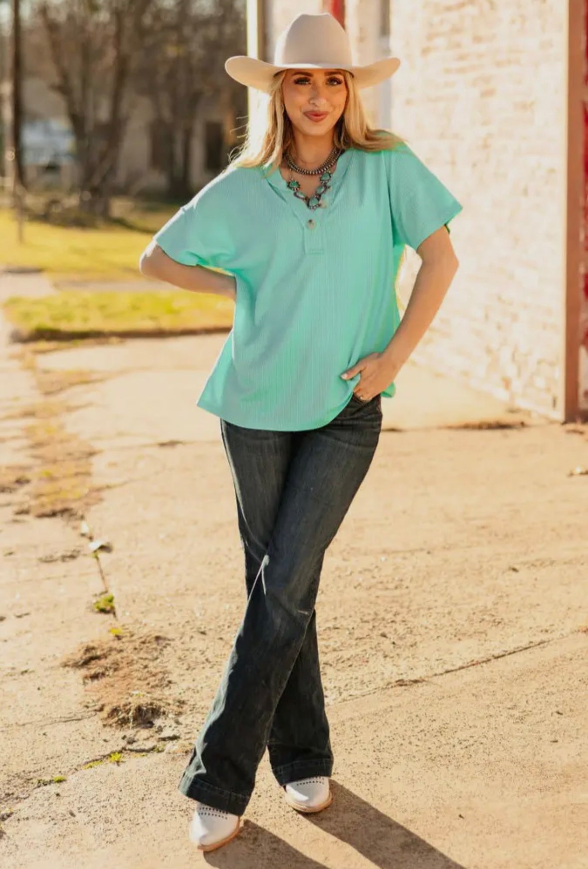 Short Sleeve Waffle Top