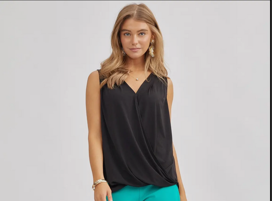 Dear Scarlett Surplice V-neck Solid Sleeveless Tank
