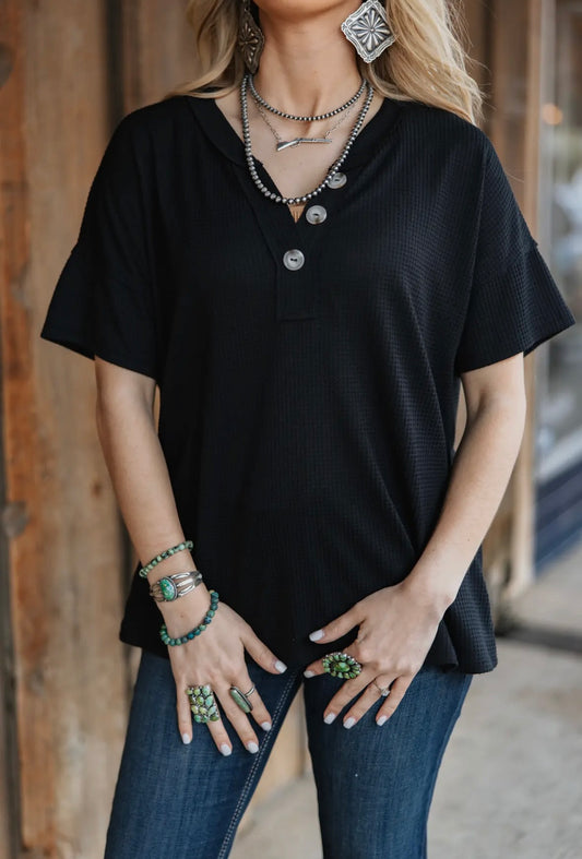 Short Sleeve Waffle Top