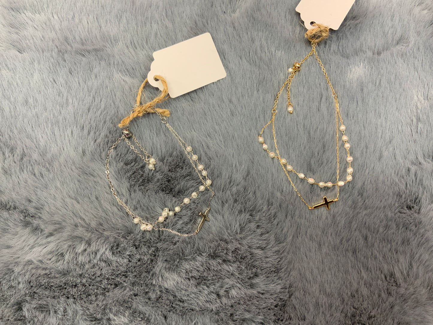 My Girl in LA Dainty Cross Pearl Bracelet